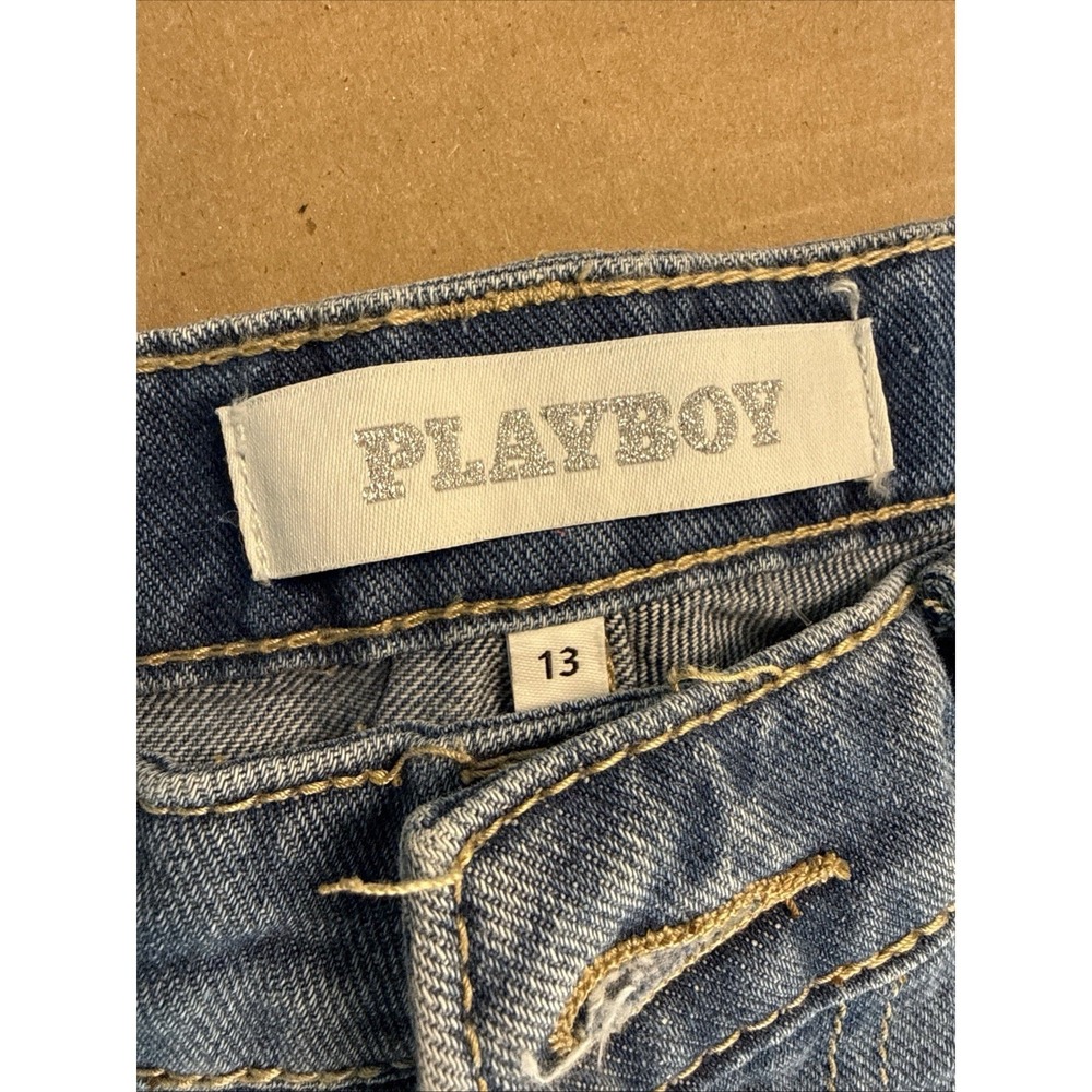 Playboy Jeans Size 13 Wide Leg Graphic Denim Lover Rose Bunny Rave Y2K Baggy